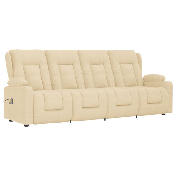 vidaXL Masažni četverosjed od tkanine s držačima čaša krem