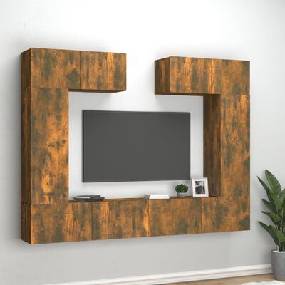 vidaXL 6-dijelni set TV ormarića boja dimljenog hrasta drveni