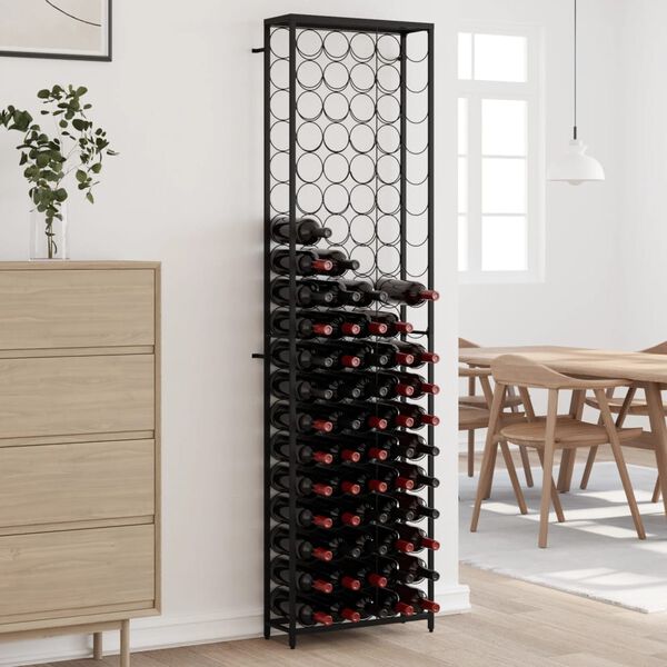 vidaXL Stalak za vino za 95 boca crni 54 x 18 x 200 cm kovano željezo