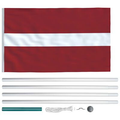 vidaXL Latvijska zastava s aluminijskim stupom 6,2 m