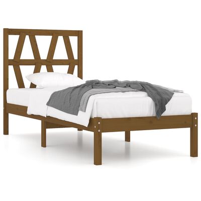 vidaXL Okvir za krevet boja meda od borovine 75 x 190 cm mali