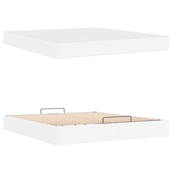vidaXL Okvir kreveta s madracem s madracem 2 pcs Bijelo PVC
