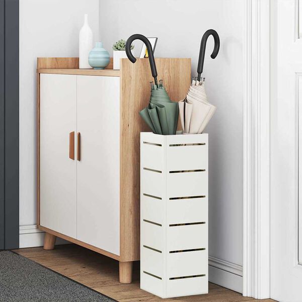 vidaXL Stalak za ki&scaron;obran s pohranom Bijelo 15,5 x 15,5 x 49 cm Čelik