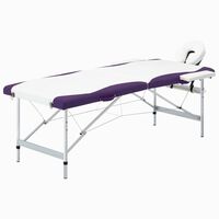 vidaXL Sklopivi masažni stol s 2 zone aluminijski bijelo-ljubičasti