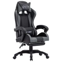 vidaXL Igraća stolica od umjetne kože s osloncem za noge sivo-crna