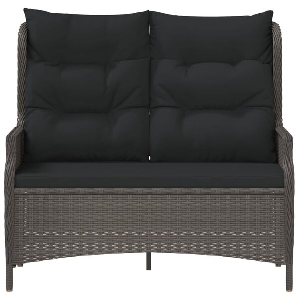 vidaXL Vrtna klupa za dvoje s jastucima crna od poliratana
