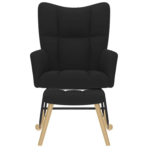 vidaXL Stolica za ljuljanje od tkanine s osloncem za noge crna