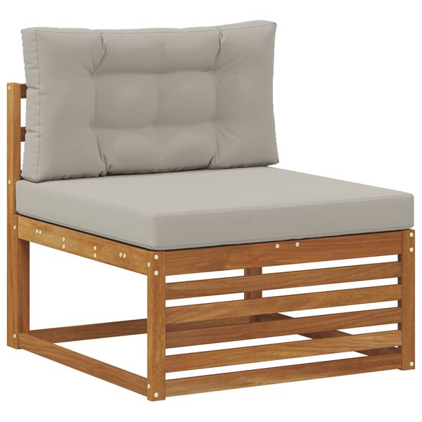 vidaXL Set vanjskih sofa s jastukom 4 pcs Prirodna i svijetlo siva