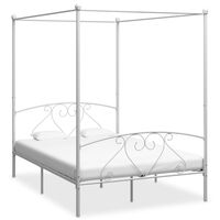 vidaXL Okvir za krevet s nadstrešnicom bijeli metalni 140 x 200 cm