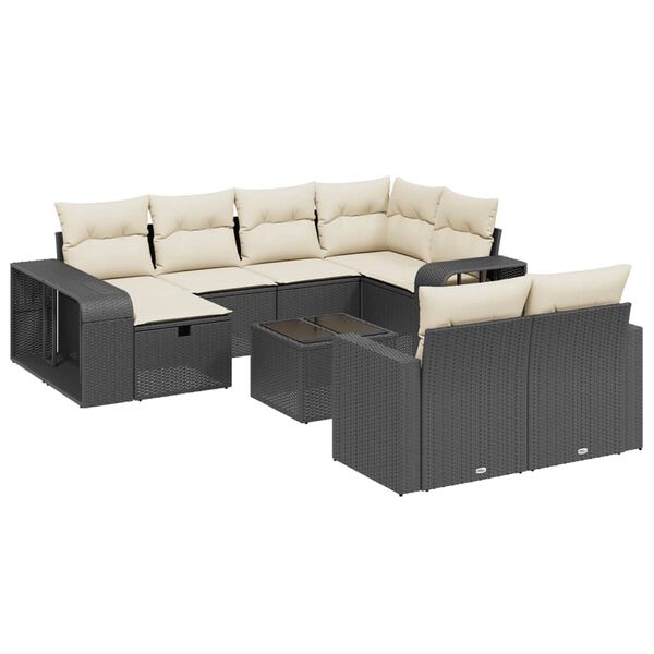 vidaXL 11-dijelni set vrtnih sofa od poliratana s jastucima crni