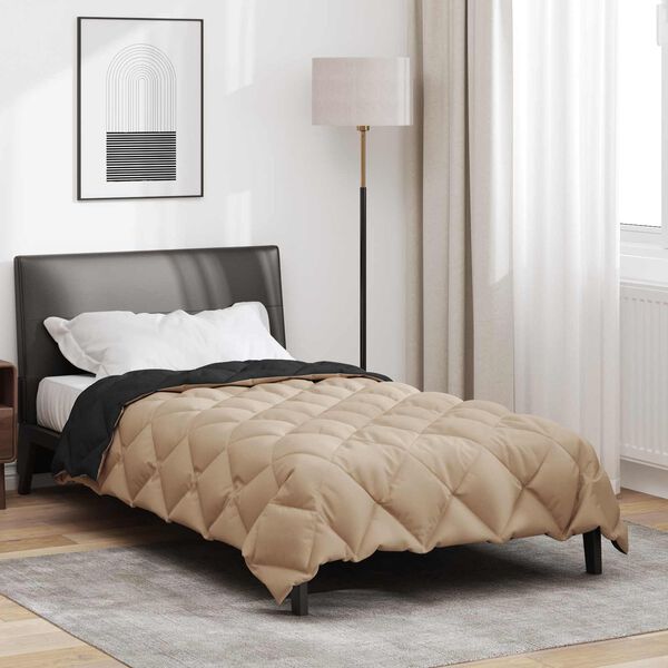 vidaXL Zimska pokrivača Crna i taupe 200 x 155 cm Mikrovlakna