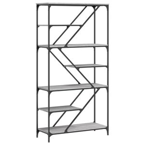 vidaXL Police za knjige siva boja hrasta 91x36x176 cm drvo i željezo