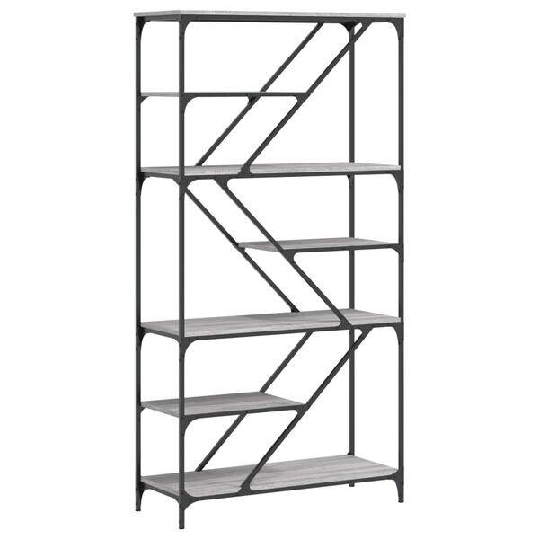 vidaXL Police za knjige siva boja hrasta 91x36x176 cm drvo i željezo