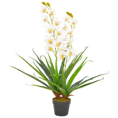 vidaXL Umjetna orhideja s posudom bijela 90 cm