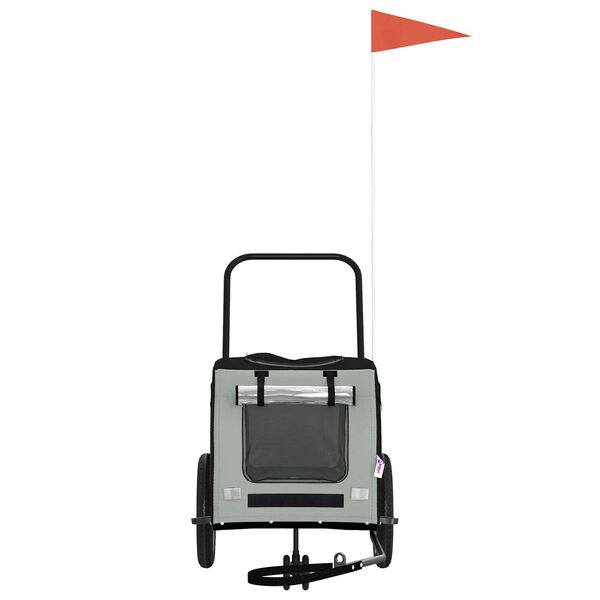 vidaXL Prikolica za bicikl za kućne ljubimce s pohranom Siva i crna