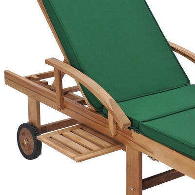 vidaXL Ležaljke za sunčanje s jastucima 2 kom masivna tikovina zelene