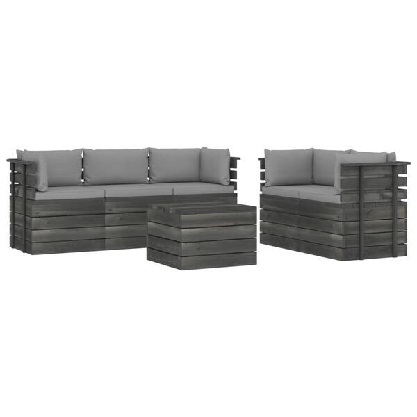 vidaXL 6-dijelna vrtna garnitura od paleta od borovine s jastucima