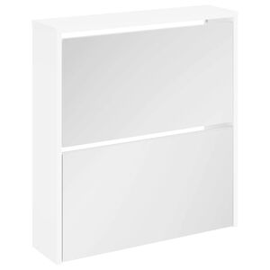 vidaXL Ormarić za cipele 2 razine s ogledalom bijeli 63 x 17 x 67 cm