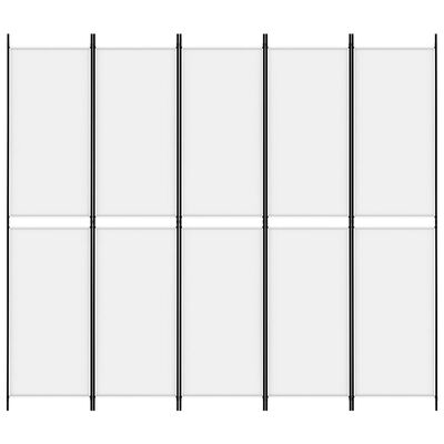 vidaXL Sobna pregrada s 5 panela bijela 250 x 220 cm od tkanine