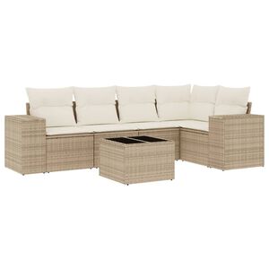 vidaXL 6-dijelni set vrtnih sofa s jastucima bež od poliratana