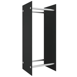 vidaXL Stalak za drva za ogrjev crni 40 x 35 x 100 cm kaljeno staklo