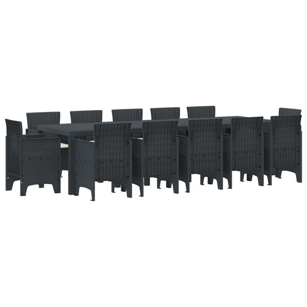 vidaXL Vrtni set za objed s jastukom 13 pcs Antracit Polyrattan