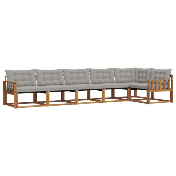 vidaXL Set vanjskih sofa s jastukom 6 pcs Prirodna i svijetlo siva