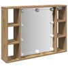 vidaXL Ormarić s ogledalom LED boja hrasta artisan 76x15x55 cm drveni