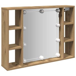 vidaXL Ormarić s ogledalom LED boja hrasta artisan 76x15x55 cm drveni