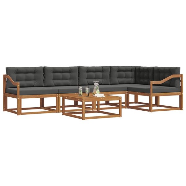 vidaXL Set vanjskih sofa s jastukom 6 pcs Prirodna i antracit