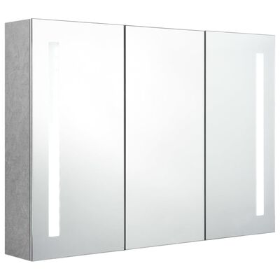 vidaXL LED kupaonski ormarić s ogledalom siva boja betona 89x14x62 cm