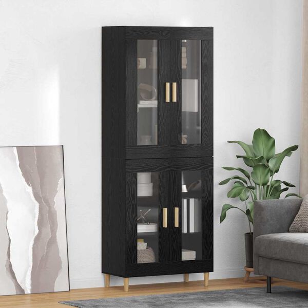 vidaXL Highboard Crni hrast 69,5 x 34 x 180 cm Konstruirano drvo