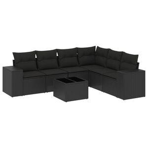 vidaXL 7-dijelni set vrtnih sofa od poliratana s jastucima crni