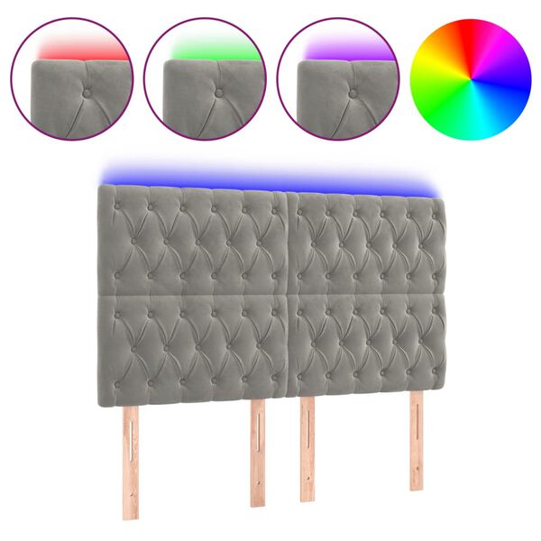 vidaXL LED uzglavlje svjetlosivo 144x7x118/128 cm bar&scaron;unasto