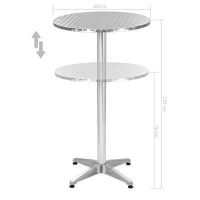 vidaXL Sklopivi vrtni stol srebrni 60 x (70-110) cm aluminijski