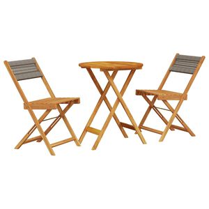vidaXL 3-dijelni bistro set od polipropilen i masivnog drva sivi