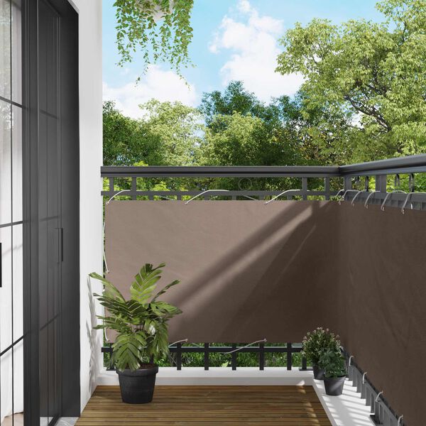 vidaXL Balcony ekran Sivo-smeđa 100 x 500 cm Oxford tkanina