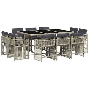 vidaXL 11-dijelni vrtni blagovaonski set s jastucima svijetlosivi