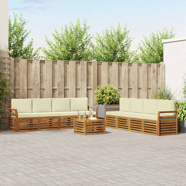 vidaXL Setovi sofa 9 pcs Prirodna i krem Čvrsto drvo akacije