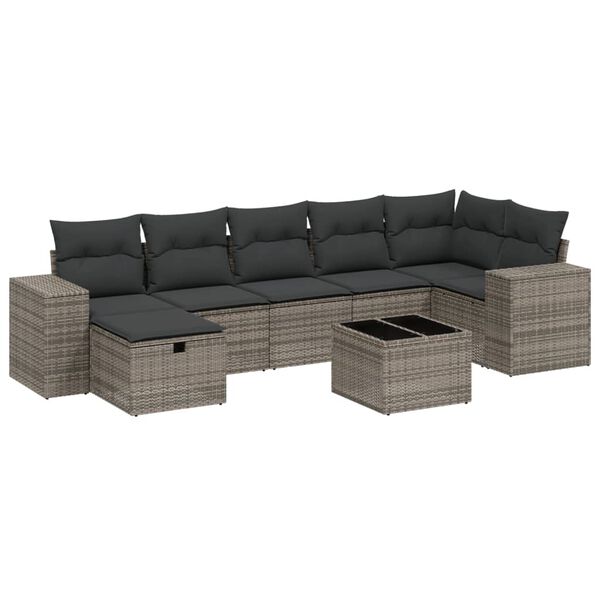 vidaXL 7-dijelni set vrtnih sofa sivi od poliratana