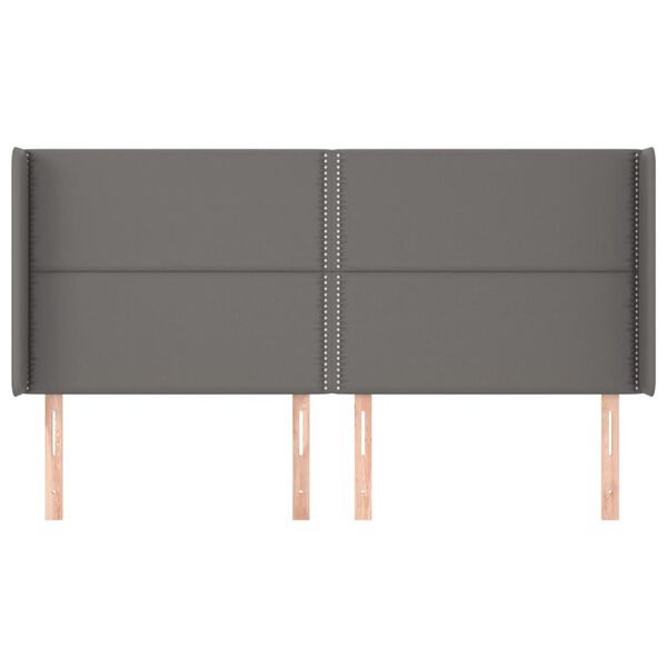 vidaXL Uzglavlje s ušima sivo 203x16x118/128 cm od umjetne kože