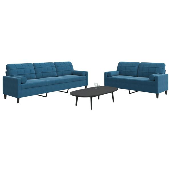 vidaXL 2-dijelni set sofa s jastucima plavi bar&scaron;unasti