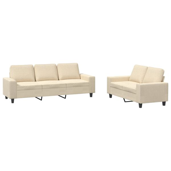 vidaXL 2-dijelni set sofa krem od tkanine