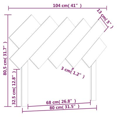 vidaXL Uzglavlje za krevet 104x3x80,5 cm od masivne borovine