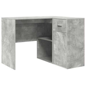 vidaXL Kutni stol s ladicama s policom Betonski sivi 102 x 88 x 75 cm