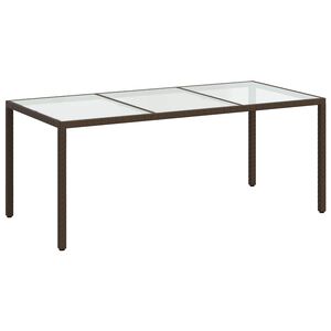 vidaXL Vrtni stol smeđi 190x90x75 cm od kaljenog stakla i poliratana