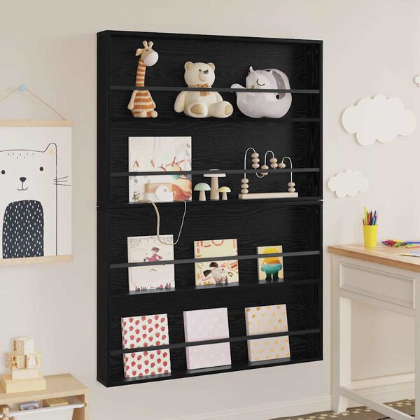 vidaXL Polica za časopise s policom 2 pcs Crni hrast 100 x 12 x 70 cm