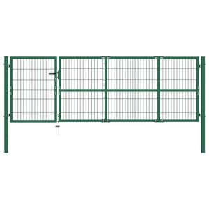 vidaXL Vrtna ograda s stupovima 350x100 cm Čelična Zelena