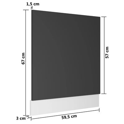 vidaXL Ploča za perilicu posuđa siva 59,5 x 3 x 67 cm od iverice