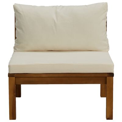 vidaXL Modularna srednja sofa s krem bijelim jastucima bagremovo drvo